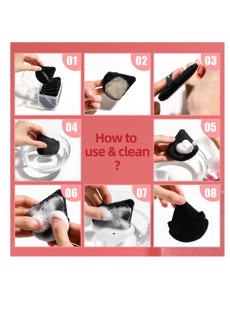 BS Mall 14PCS Powder Puffs for Face Powder Triangle Powder Puff for Loose and Cosmetic Foundation, Makeup Puff for Contouring, Cloud Kiss Beauty Makeup Tools (Pink/Black)  - Image 4