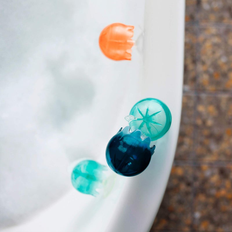 Boon Jellies Suction Cup Bath Toys - Bathtub Baby Sensory Toys - Jellyfish Suction Toys for Bath Time - Navy/Coral - Baby and Toddler Bath Toys - 9 Count - Ages 12 Months and Up - Image 4