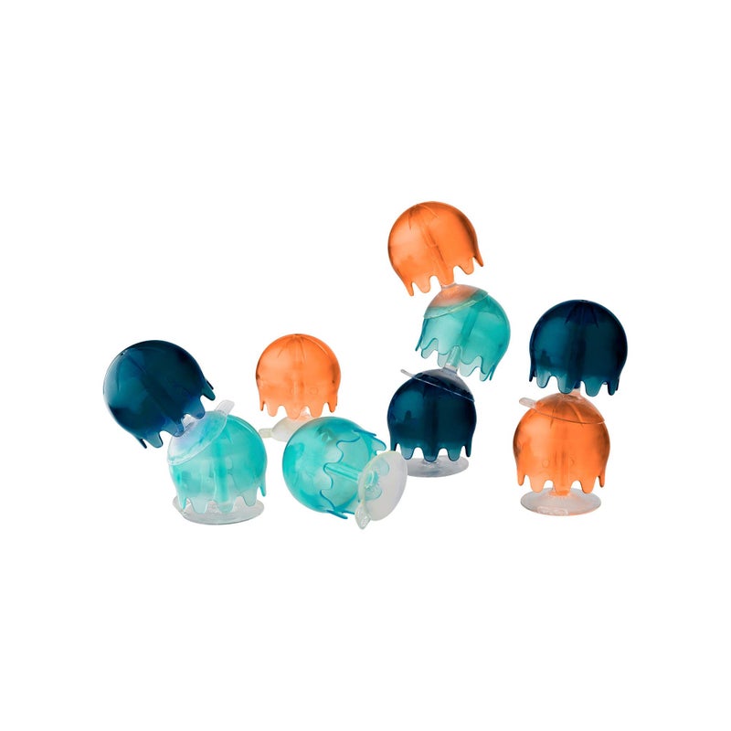 Boon Jellies Suction Cup Bath Toys - Bathtub Baby Sensory Toys - Jellyfish Suction Toys for Bath Time - Navy/Coral - Baby and Toddler Bath Toys - 9 Count - Ages 12 Months and Up - Image 1