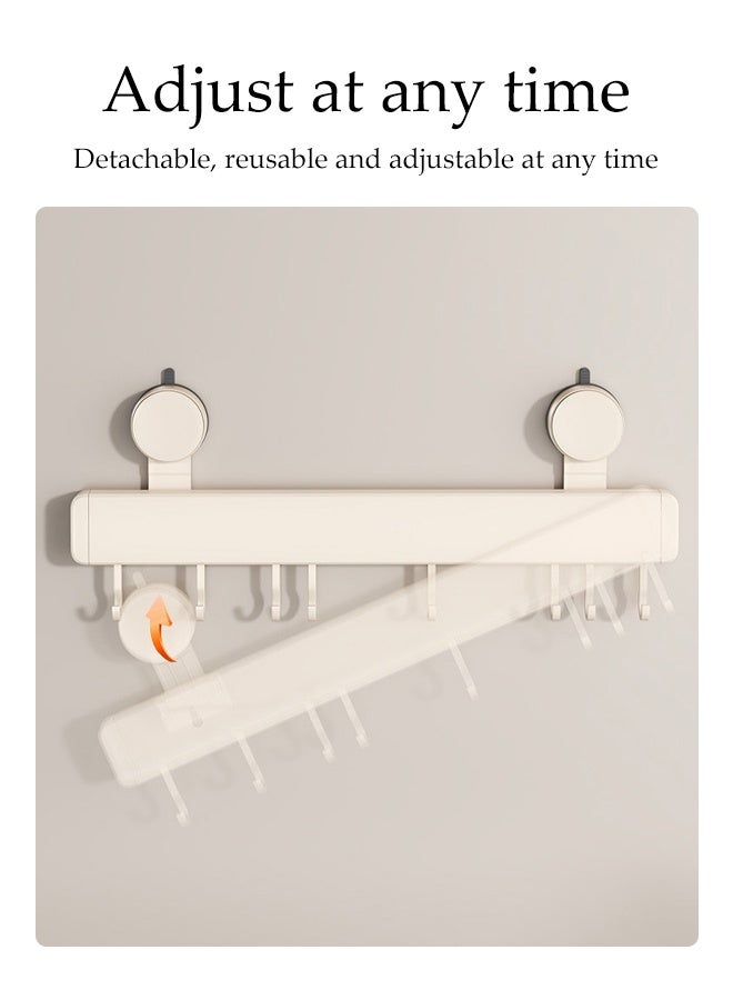 Vacuum Suction Cup Wall Mounted Kitchen Organiser Multifunctional Waterproof Hooks Rack No-Drilling Utensil Rack with 10 Hooks Removable Wall Mounted Rack for Window, Glass, Door, Kitchen - Image 2