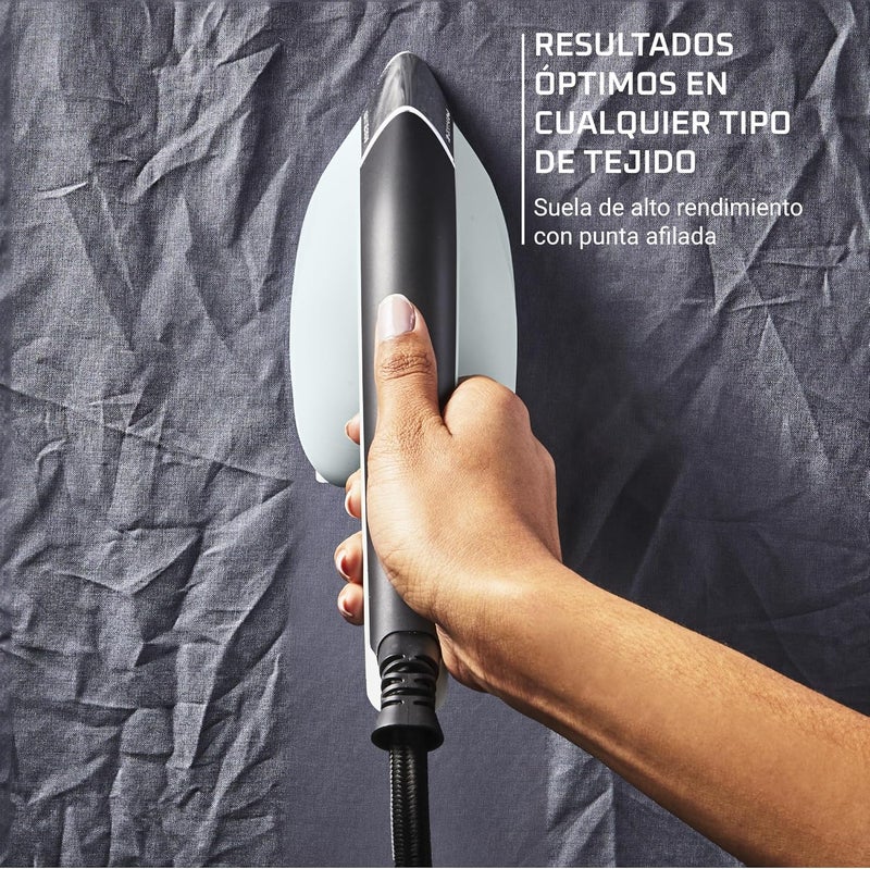 Rowenta 2-in-1 Duo Force Iron and Steamer for Clothes, 1700W Steam Iron, Stainless Steel Soleplate, Ultra-Lightweight, Detachable 13.5-oz Water Tank, Clothes Steamer, Anti-Drip, Black & Green, JR4030 - Image 4