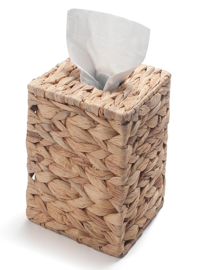 IVAILEX Water Hyacinth Tissue Box Cover Square Decorative Woven Tissue Box Holder for Table Bathroom (5.9 x 5.9 x 5.9 inch) - Image 1
