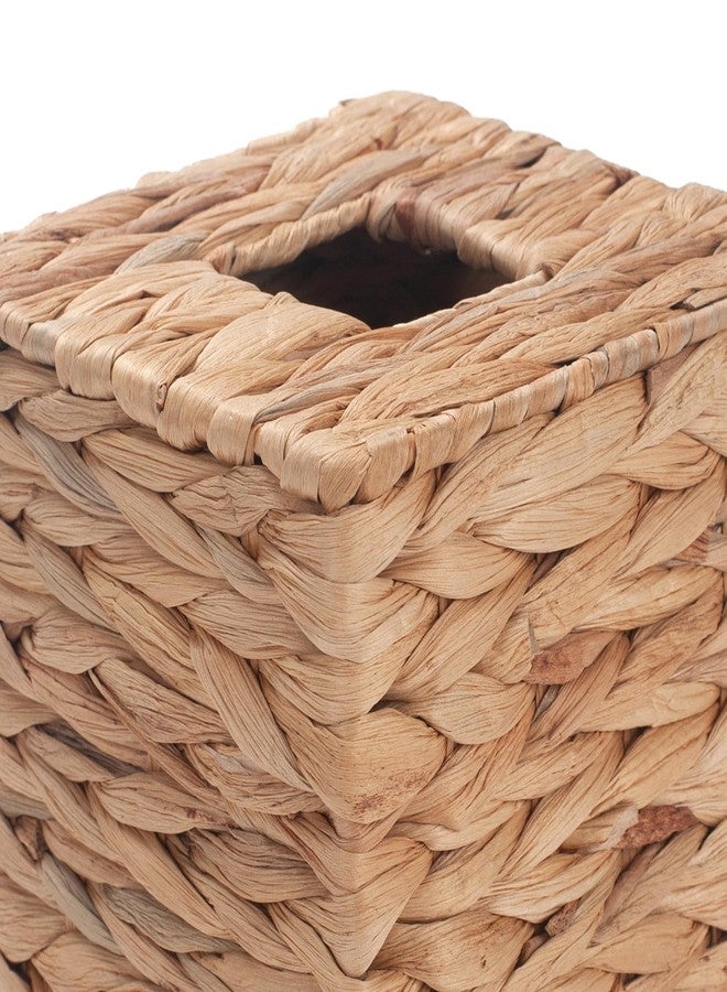 IVAILEX Water Hyacinth Tissue Box Cover Square Decorative Woven Tissue Box Holder for Table Bathroom (5.9 x 5.9 x 5.9 inch) - Image 3