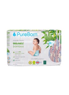 PureBorn Organic Baby Tape Style Diapers Size-4 7-12 kg Cloud Print  - Image 1
