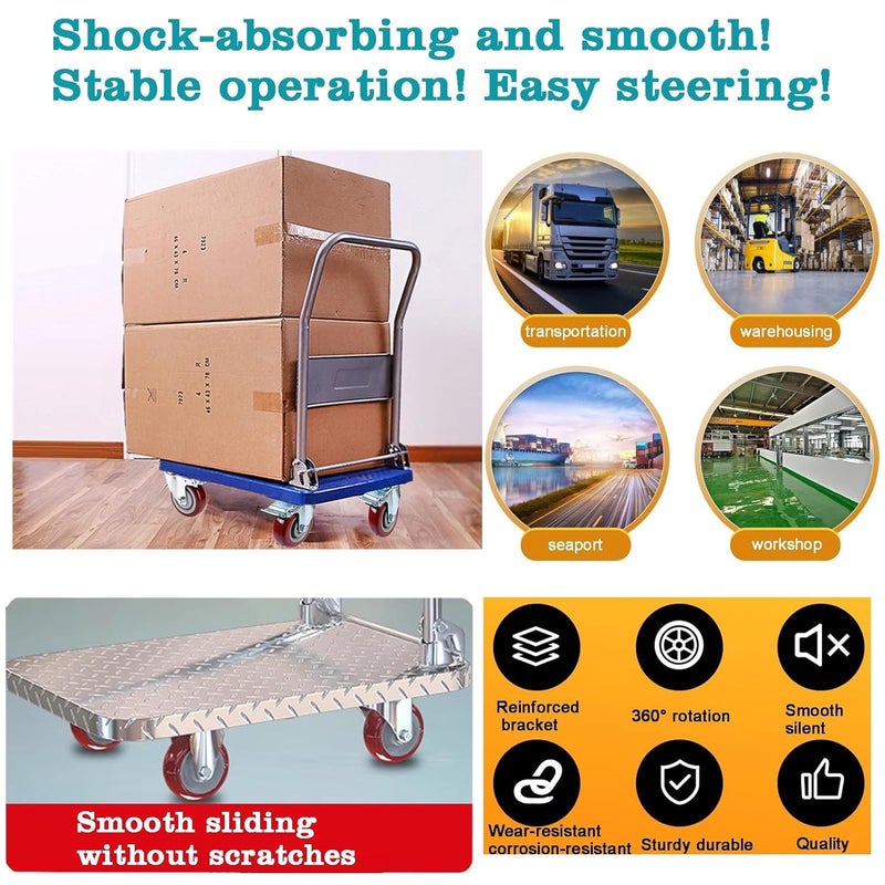 ABSLIMUS 4 inch Casters Load 2400lbs -Includes 2 Sets of Adaptive Screws -Lockable Bearing Plate Heavy Duty Caster with Brakes, 360-degree Swivel for Furniture and Workbench Cart, Set of 4 - Image 5