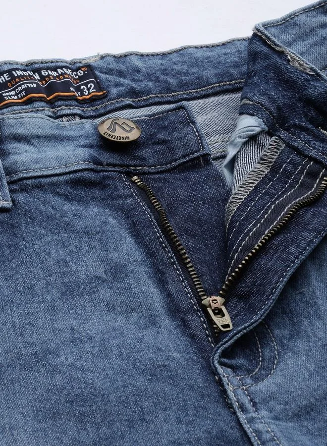 The Indian Garage Co Blue The Indian Garage Co Men Mid Rise Slim Fit Jeans for Men | Best Price UAE
