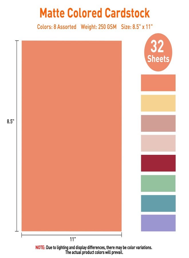 MAXECHO 8.5"×11" Colored Cardstock 32 Sheets, 250gsm/92lb Double-Sided Heavyweight Assorted Color Card Stock for Printer, Cricut, DIY Crafts, Card Making, Die Cutting, Scrapbooking, Construction Paper - Image 2