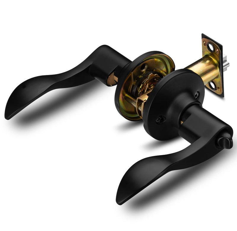 Berlin Modisch Entrance Lever Door Handle [Lock with Two Keys] for Office or Front Door with a Iron Black Finish, Reversible for Right & Left Side, Entry Lever Classic Series - Image 4