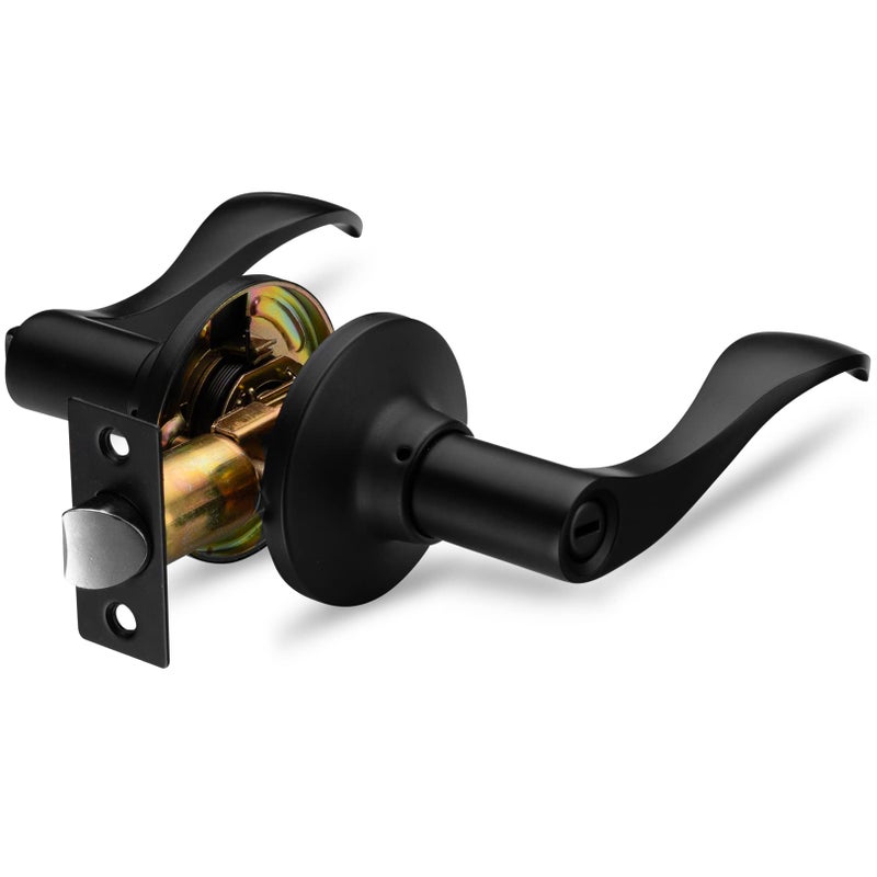 Berlin Modisch Entrance Lever Door Handle [Lock with Two Keys] for Office or Front Door with a Iron Black Finish, Reversible for Right & Left Side, Entry Lever Classic Series - Image 1