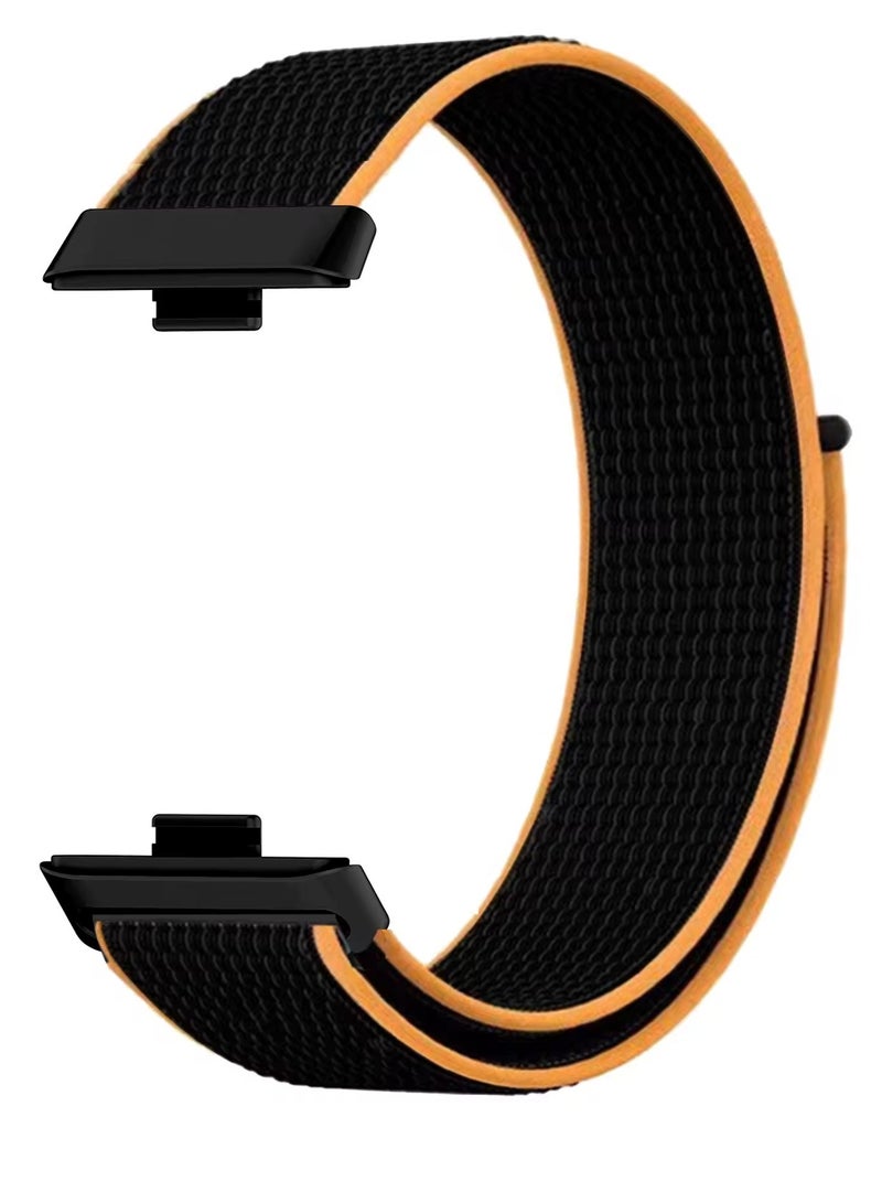 سوار رياضي من النايلون لساعة هواوي واتش فيت 3/4/4 برو الذكية، سوار ناعم، إكسسوارات (أسود/برتقالي) - Image 2