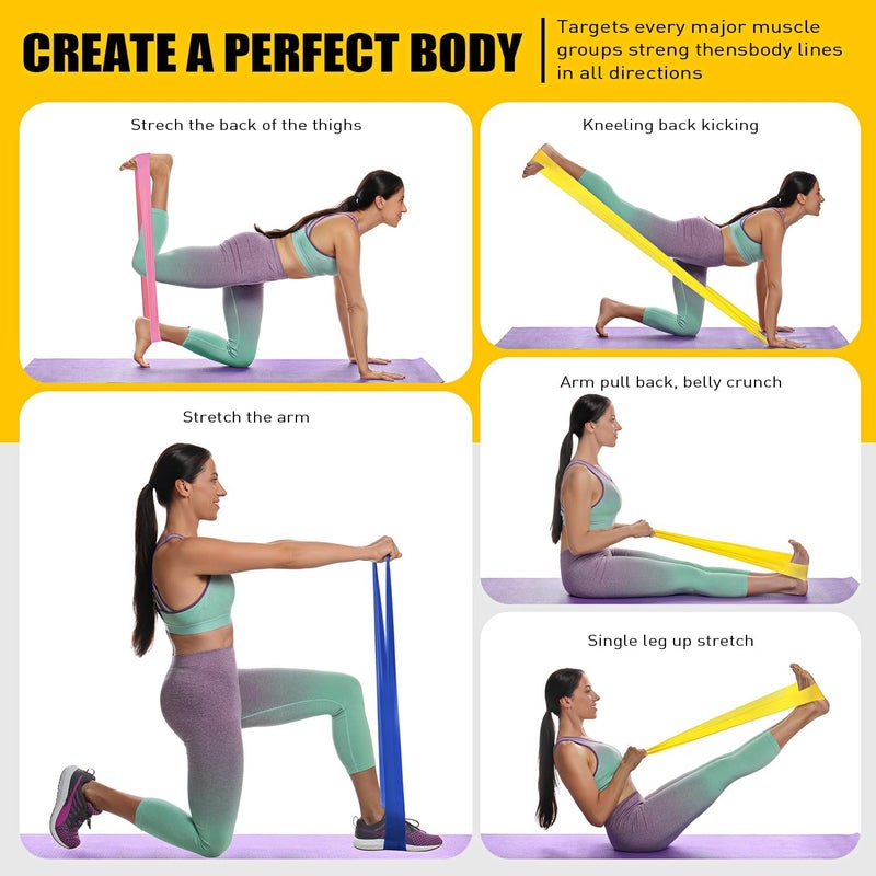 HPYGN Resistance Bands, Exercise Bands, Physical Therapy Bands for Strength Training, Yoga, Pilates, Stretch Elastic Band with Different Strengths, Workout Bands for Home Gym - Image 4