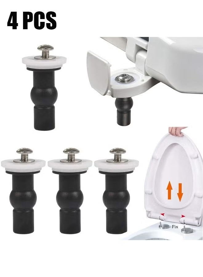 4 Pack Toilet Seat Hinges Screws Toilet Seat Fixings Fix Expanding Rubber Top Nuts Screws, Stainless Universal Toilet Seat Screws and Bolts with Rubber & Plastic Nuts, Easy Installation - Image 1