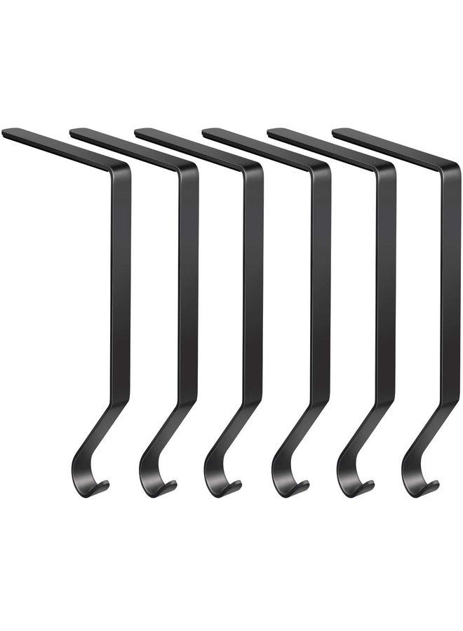Hotop 6 Pcs Black Christmas Stocking Holders for Fireplace Mantle Staircase Non-Slip Metal Xmas Stocking Ornament Hooks Hangers for Home Christmas Party Decorations - Image 1
