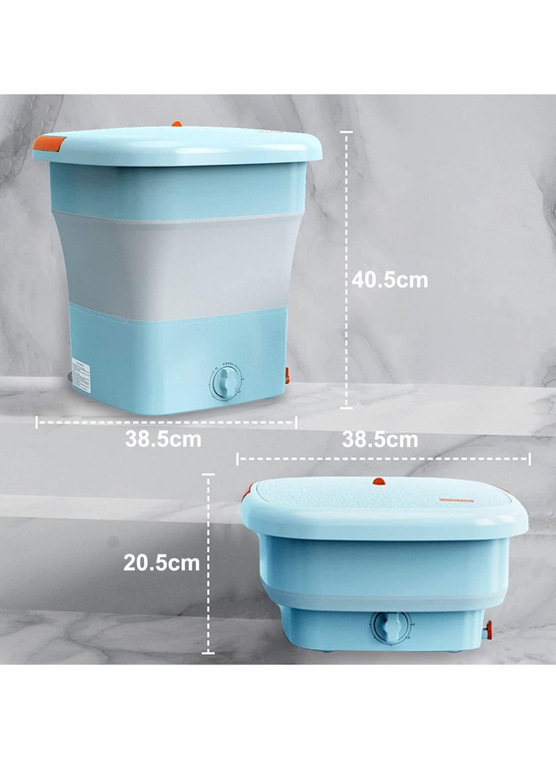 AUTOYSUR Portable Washing Machine, Folding Clothes Washing Machine, Mini Portable Bucket Washer for Apartment, Laundry, Camping, RV, Travel, Underwear, Personal, Baby, with Drainer Basket and Hose (Blue)  - Image 2