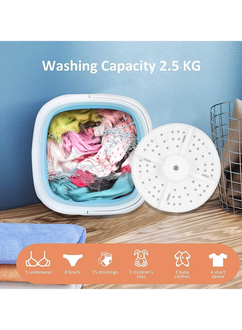 AUTOYSUR Portable Washing Machine, Folding Clothes Washing Machine, Mini Portable Bucket Washer for Apartment, Laundry, Camping, RV, Travel, Underwear, Personal, Baby, with Drainer Basket and Hose (Blue)  - Image 3