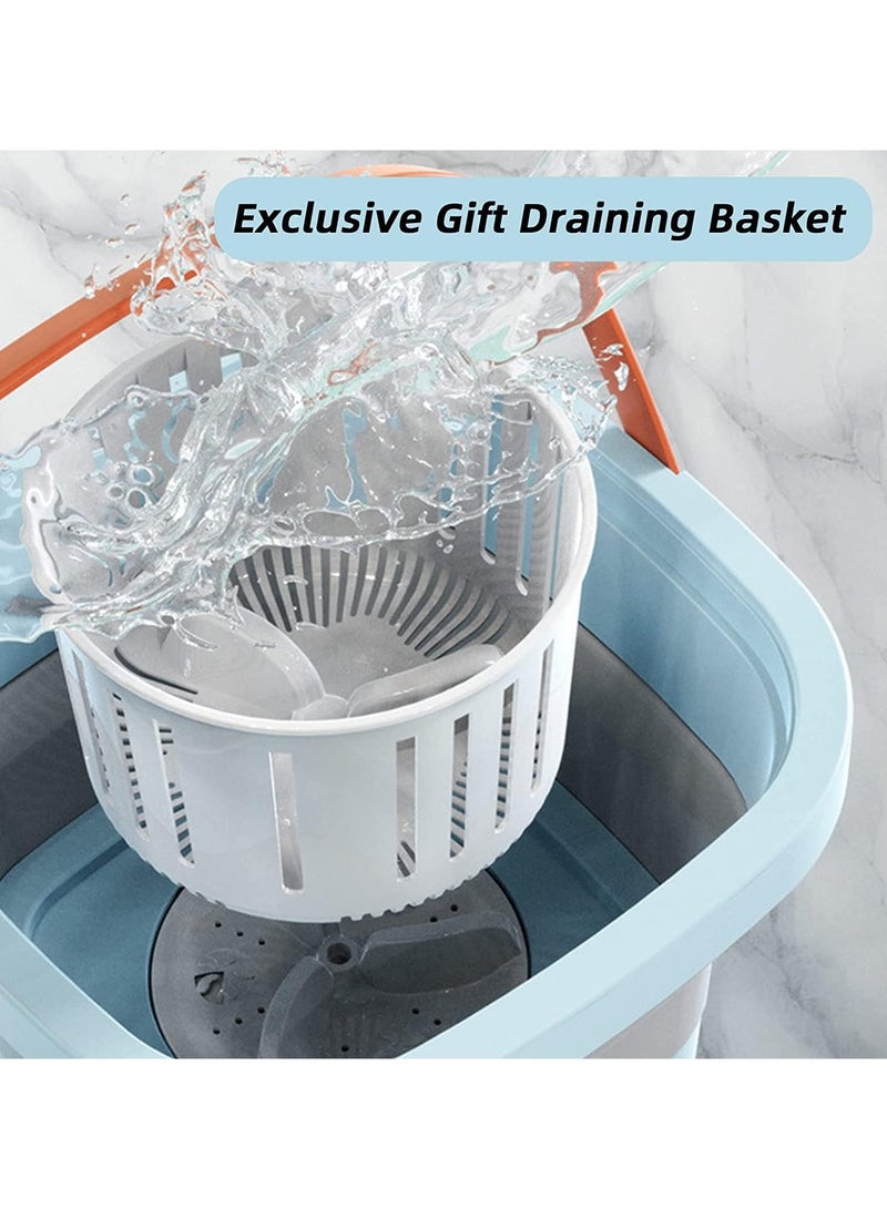 AUTOYSUR Portable Washing Machine, Folding Clothes Washing Machine, Mini Portable Bucket Washer for Apartment, Laundry, Camping, RV, Travel, Underwear, Personal, Baby, with Drainer Basket and Hose (Blue)  - Image 4