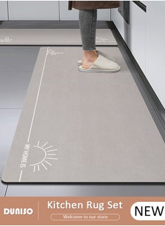 DUNISO 2 PCS  Kitchen Mats and Rugs Set , Non Slip Heavy Duty Standing Mat, Quick Dry Diatom Mud Floor Mat,  Extra Soft and Absorbent Floor Mats for  Kitchen, Bath, Office, Laundry(40*60cm+40*120cm)  - Image 1