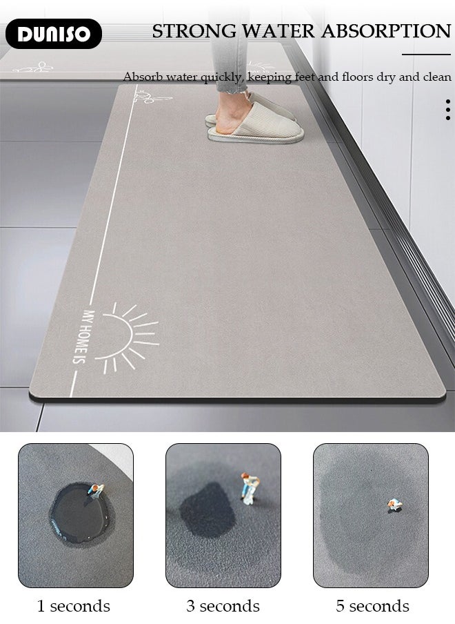 DUNISO 2 PCS  Kitchen Mats and Rugs Set , Non Slip Heavy Duty Standing Mat, Quick Dry Diatom Mud Floor Mat,  Extra Soft and Absorbent Floor Mats for  Kitchen, Bath, Office, Laundry(40*60cm+40*120cm)  - Image 3