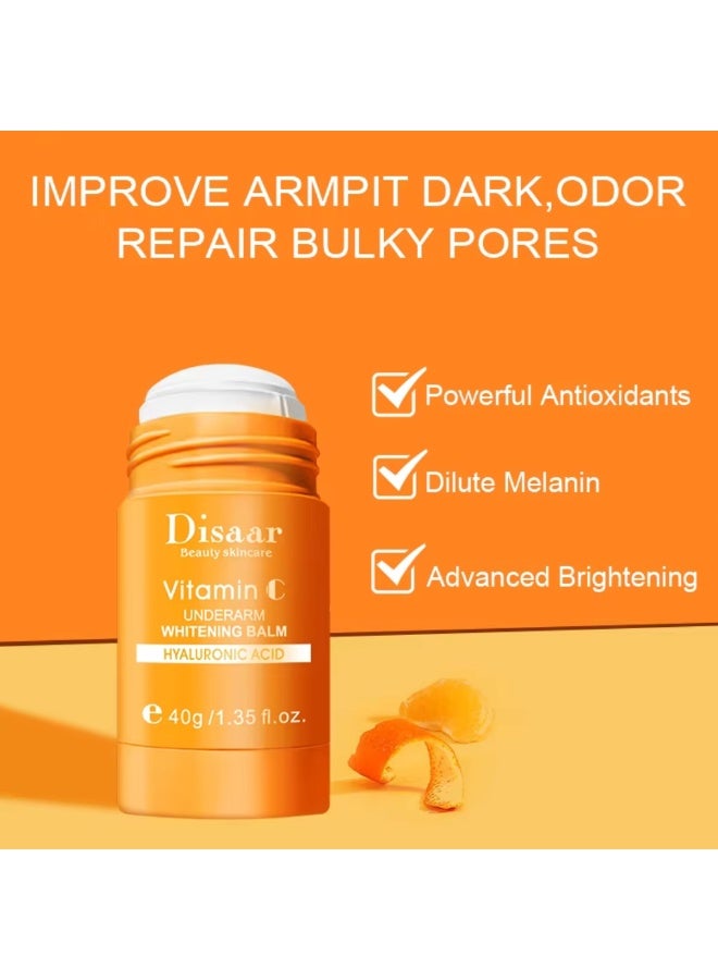 Disaar Vitamin C Underarm Balm Hyaluronic Acid Underarm Whitening Cream Multiple Vitamin And Refreshing Sensitive Skin Whitening Cream Mild Moisturizing Body Odor Remover Underarm Glow Balm Stick 40g  - Image 4