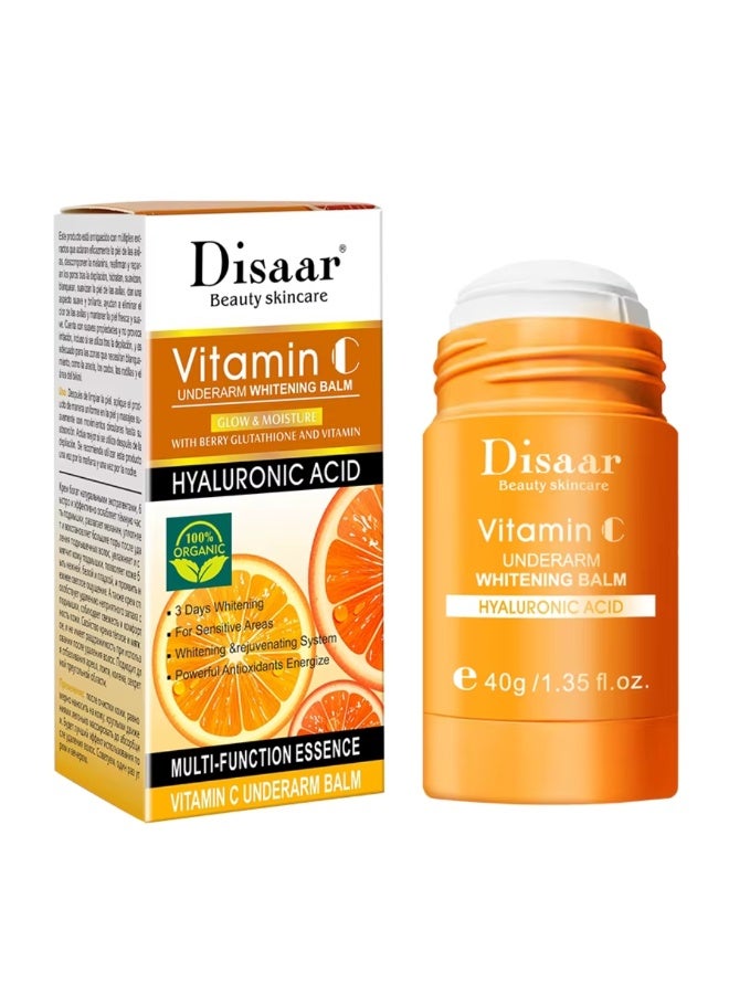 Disaar Vitamin C Underarm Balm Hyaluronic Acid Underarm Whitening Cream Multiple Vitamin And Refreshing Sensitive Skin Whitening Cream Mild Moisturizing Body Odor Remover Underarm Glow Balm Stick 40g  - Image 1