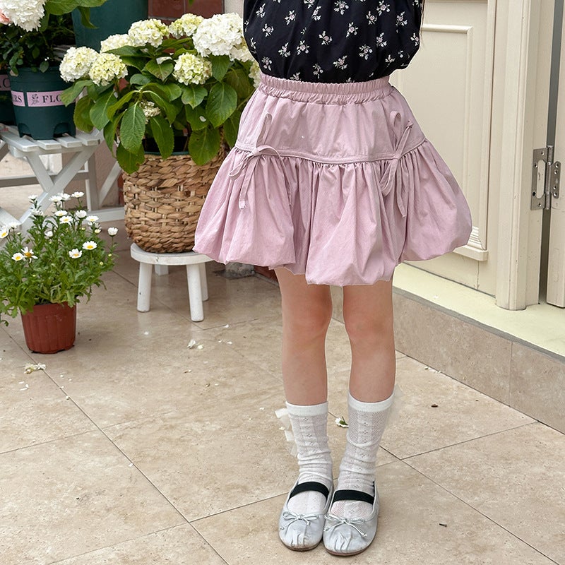 Sweet Butterfly Knot Kids Skirt Summer 2024 Pink  - Image 1