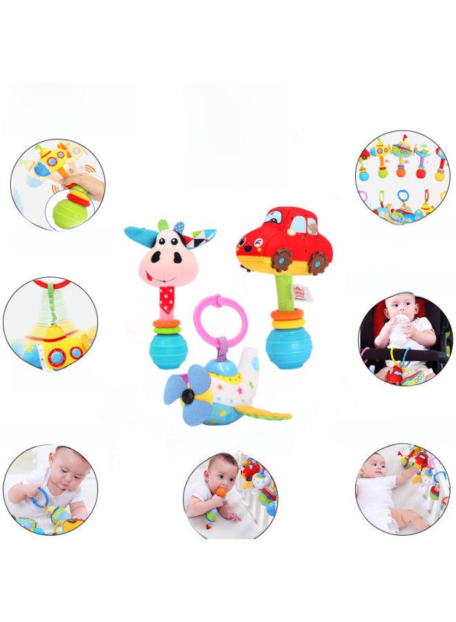 Jollybaby Lazhen 0-1 Year Old Baby Toy Newborn Baby Soothing Educational Toy Hand Rattle Bed Bell-Color:Hand Bell-car - Image 3