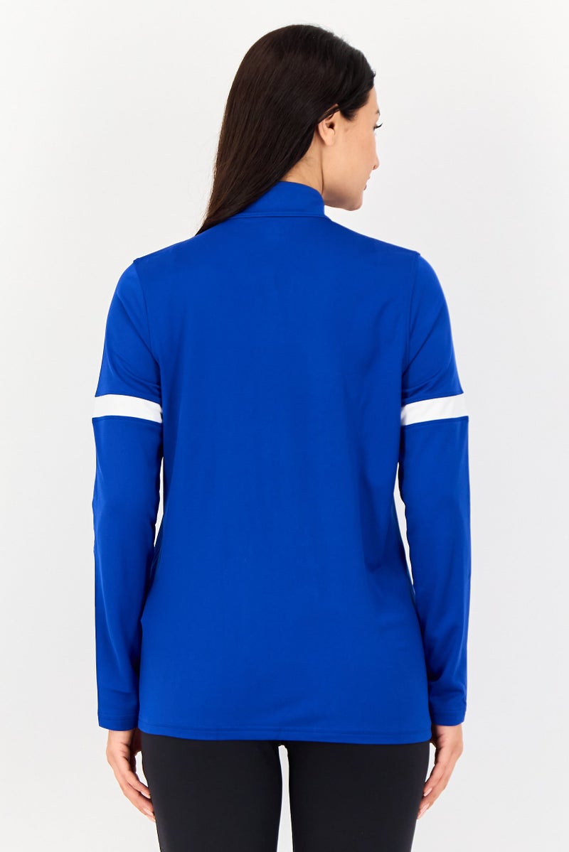 UNDER ARMOUR جاكيت خارجي طويل الأكمام فضفاض للنساء بسحاب كامل، أزرق - Image 4