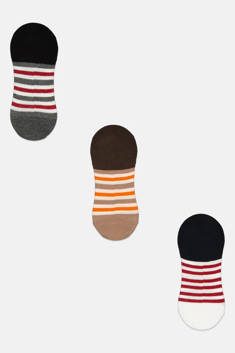 TapouT Men 3 Pairs Stripe Round Invisible Socks, Multicolor  - Image 2