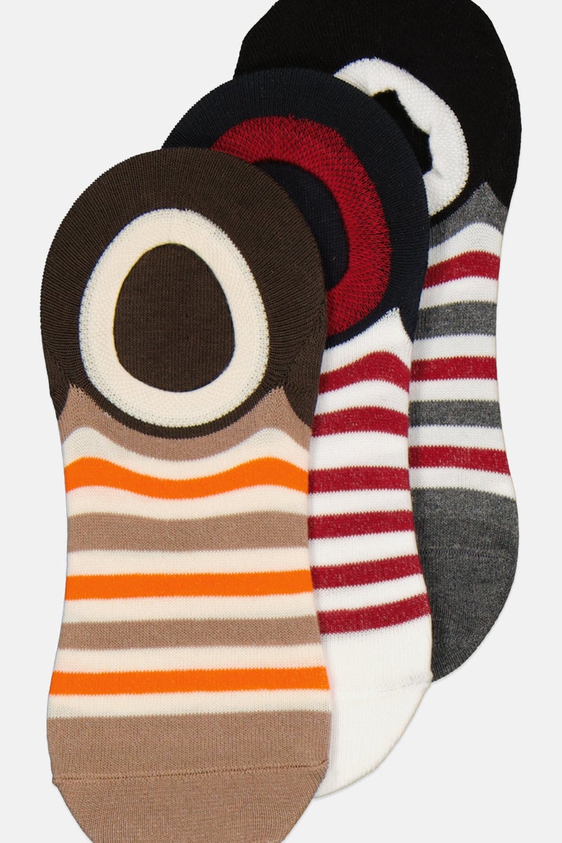 TapouT Men 3 Pairs Stripe Round Invisible Socks, Multicolor  - Image 3