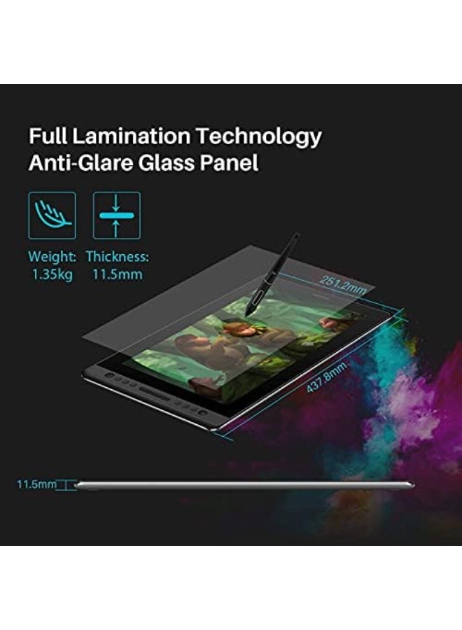 HUION Kamvas Pro 16 Drawing Tablet with Screen, 15.6" Full-Laminated Pen Display with Stylus, 8192 Pressure Levels & Tilt Support, Touch Bar + 6 Shortcut Keys, Professional Graphics Tablet for Digital Art, Design & Illustration Black - Image 2