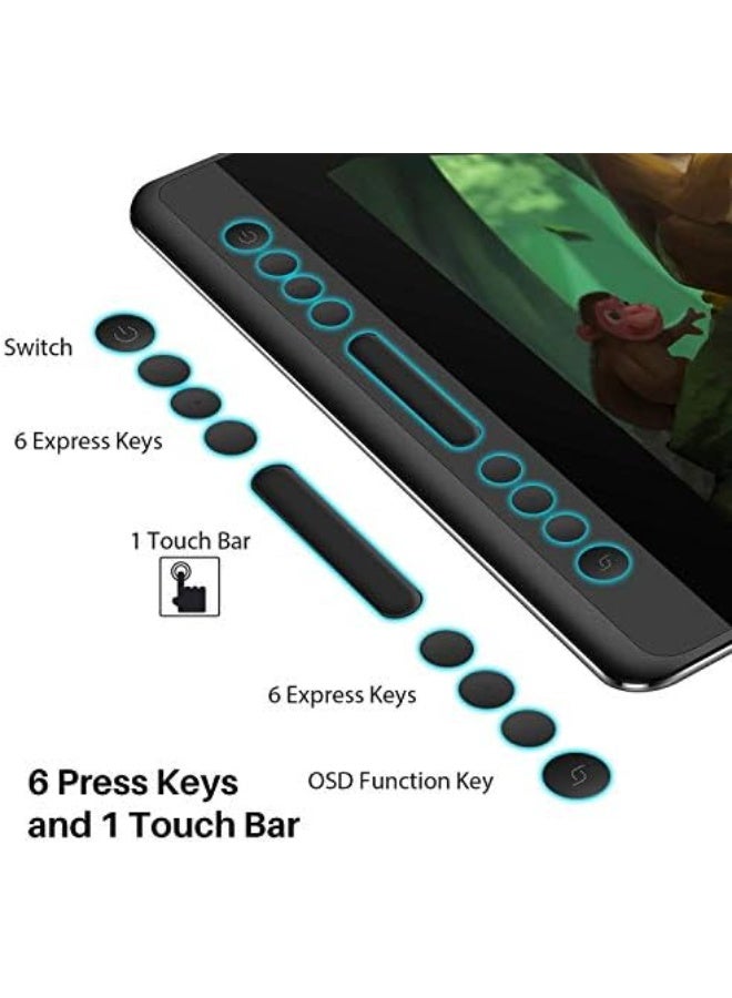 HUION Kamvas Pro 16 Drawing Tablet with Screen, 15.6" Full-Laminated Pen Display with Stylus, 8192 Pressure Levels & Tilt Support, Touch Bar + 6 Shortcut Keys, Professional Graphics Tablet for Digital Art, Design & Illustration Black - Image 4