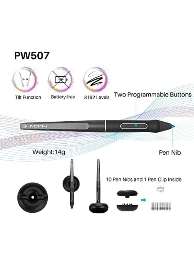 HUION Kamvas Pro 16 Drawing Tablet with Screen, 15.6" Full-Laminated Pen Display with Stylus, 8192 Pressure Levels & Tilt Support, Touch Bar + 6 Shortcut Keys, Professional Graphics Tablet for Digital Art, Design & Illustration Black - Image 3