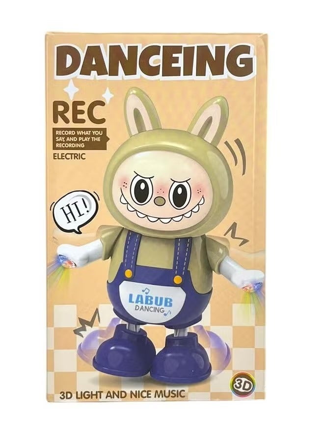 Monster Doll Battery Operated Dancing Rabbit Toy with Light and Sound LABUBU Talking and Speech Repeatin