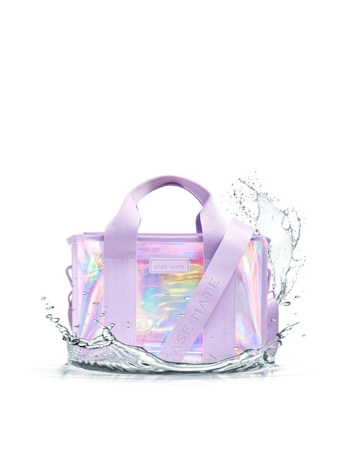 CASE-MATE Case-Mate Soap Bubble Small Beach Tote - Iridescent Beach Bag with Crossbody Strap for Women - Waterproof, Tip-Proof, Foldable & Washable - Tote Bag for Pool, Travel and Vacation  - Image 1