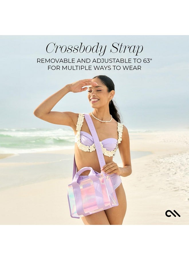 CASE-MATE Case-Mate Soap Bubble Small Beach Tote - Iridescent Beach Bag with Crossbody Strap for Women - Waterproof, Tip-Proof, Foldable & Washable - Tote Bag for Pool, Travel and Vacation  - Image 2