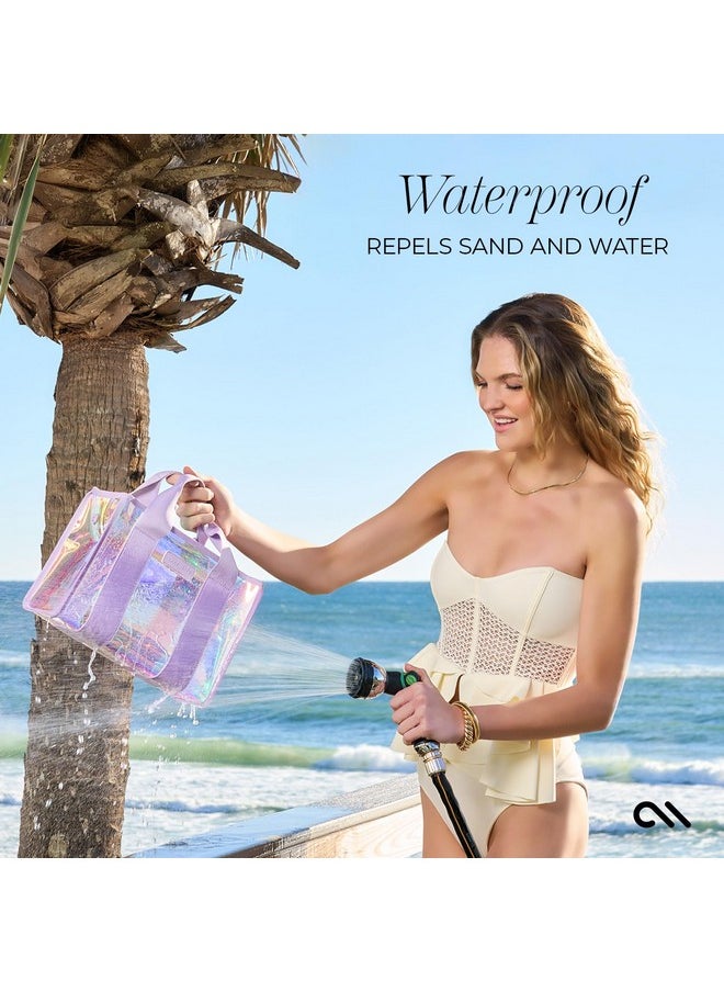 CASE-MATE Case-Mate Soap Bubble Small Beach Tote - Iridescent Beach Bag with Crossbody Strap for Women - Waterproof, Tip-Proof, Foldable & Washable - Tote Bag for Pool, Travel and Vacation  - Image 5