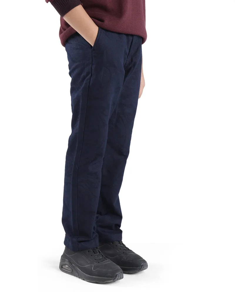 Rare Ones Rare Ones Kids Jack Navy Cotton Solid Button And Zipper Clouser Regular Fit Trouser