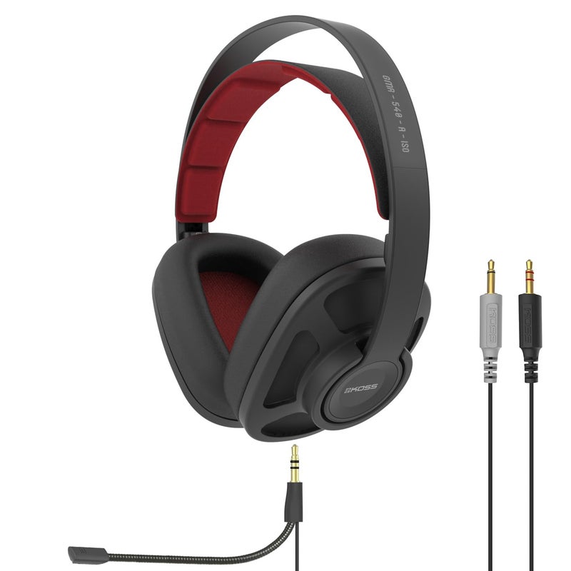 Koss GMR540AISO OverEar ClosedBack Gaming Headphones Volume Control Mute Switch Detachable Boom Microphone Ultra Lightweight and Durable Design Black and Red - Image 2
