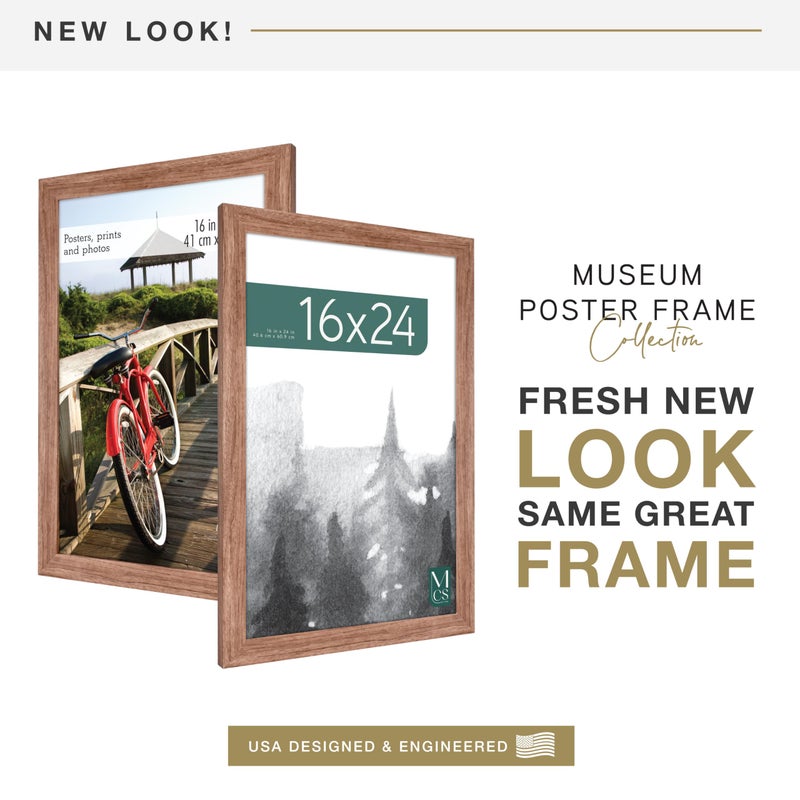 MCS Museum Poster Frame 16x24 Medium Oak Woodgrain, Vertical & Horizontal Wall Hanging Large Picture Frame for Photos, Posters & Art Prints (1-Pack) - Image 2
