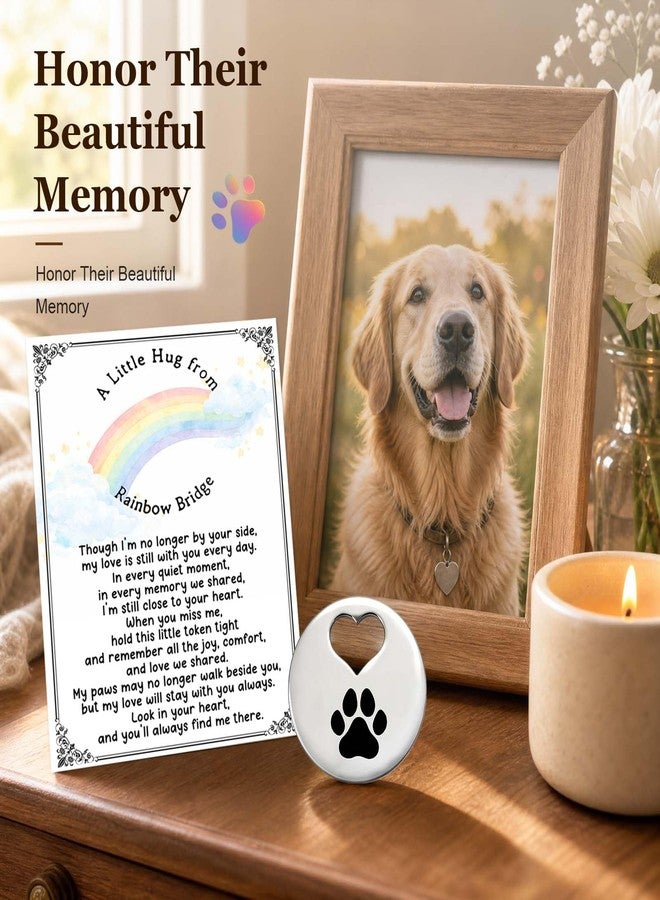 WCDHOR Pet Loss Gift for Dog Cat Lovers, Rainbow Bridge Pocket Hug Keepsake Card with Paw Print Token, Sympathy Memorial Gift for Loss of Pet, Remembrance Comfort Gift for Grieving Pet Owners (White - Image 3