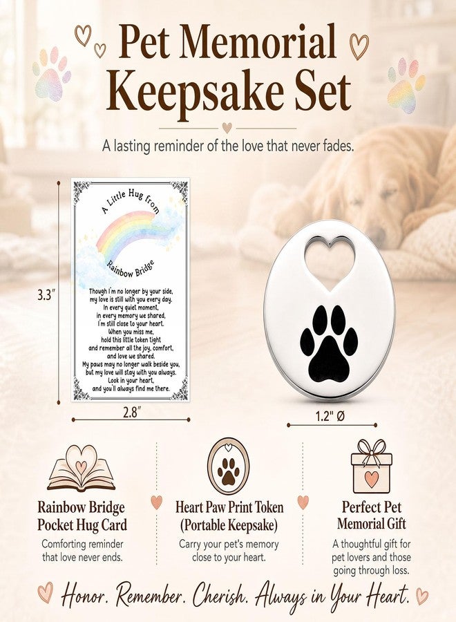 WCDHOR Pet Loss Gift for Dog Cat Lovers, Rainbow Bridge Pocket Hug Keepsake Card with Paw Print Token, Sympathy Memorial Gift for Loss of Pet, Remembrance Comfort Gift for Grieving Pet Owners (White - Image 2