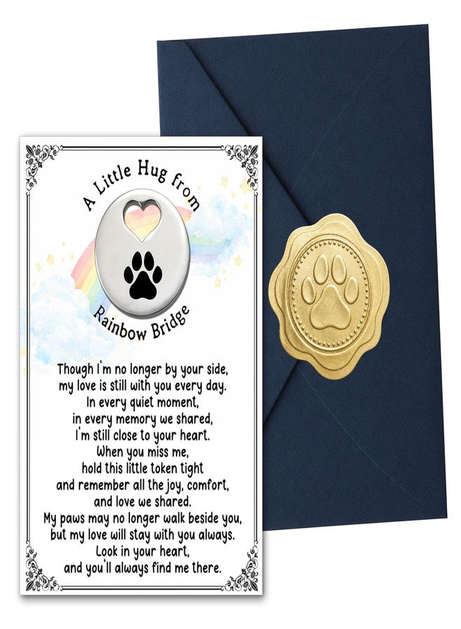 WCDHOR Pet Loss Gift for Dog Cat Lovers, Rainbow Bridge Pocket Hug Keepsake Card with Paw Print Token, Sympathy Memorial Gift for Loss of Pet, Remembrance Comfort Gift for Grieving Pet Owners (White - Image 1