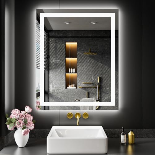 LOAAO 20X28 LED Bathroom Mirror with Lights, Anti-Fog, Dimmable, Backlit + Front Lit, Lighted Bathroom Vanity Mirror for Wall, Memory Function, Tempered Glass, Shatter-Proof, ETL Listed - Image 1