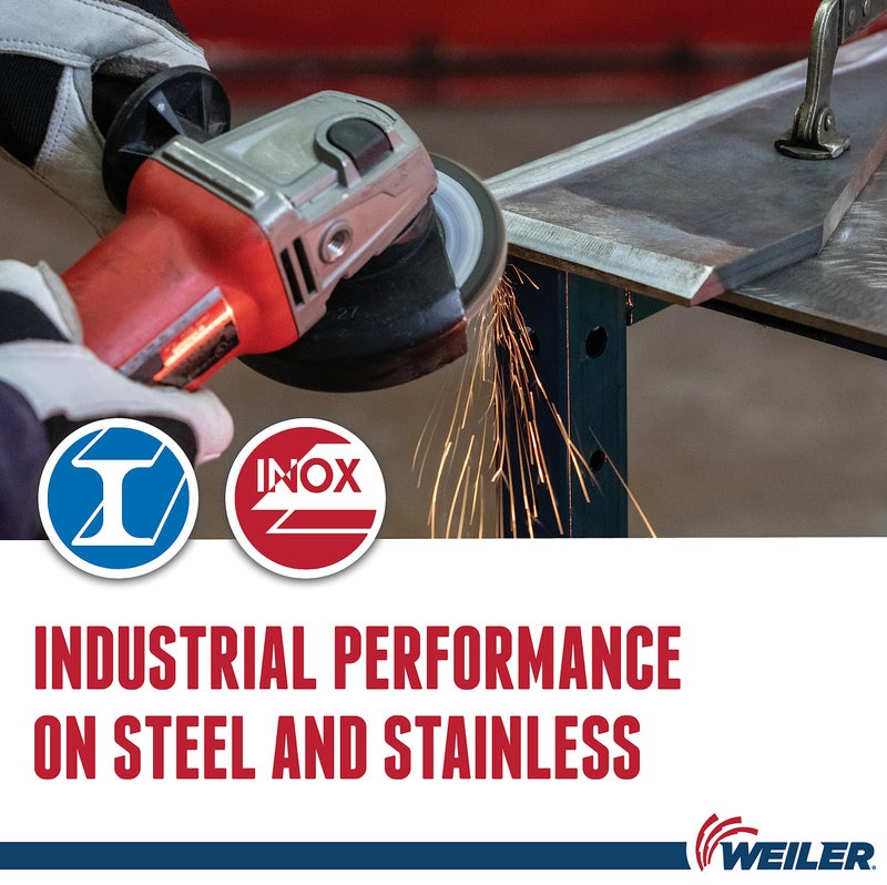 Weiler 51112 4-1/2" Tiger Paw Abrasive Flap Disc, Flat (Ty27), Phenolic Backing, 36Z, 5/8"-11 UNC Nut (Pack of 10) - Image 3