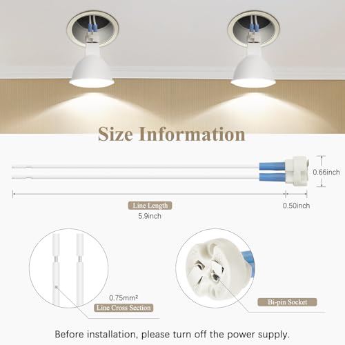 DiCUNO G4, GU5.3 Bi-Pin Ceramic Base Socket, MR16, MR11 Halogen Incandescent LED Bulb Holder Wire Connector (10pcs) - Image 2