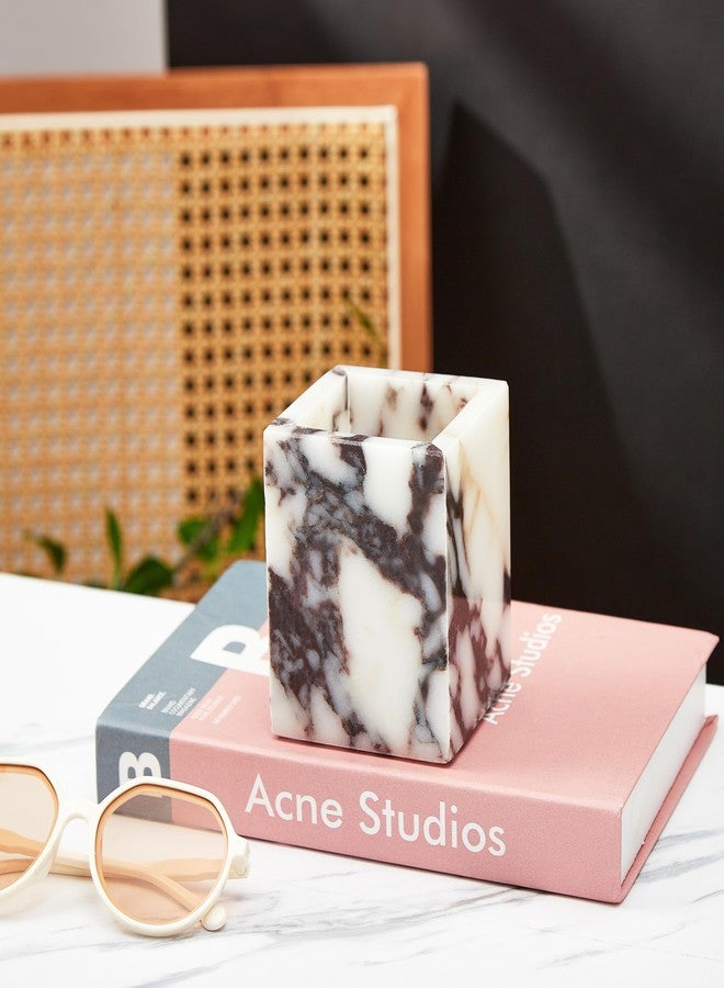 Denique Genuine Calacatta Viola Toothbrush Holders for Bathroom, Natural Marble Makeup Brush Holder, Countertop Organizer for Vanity, Dresser - Image 5
