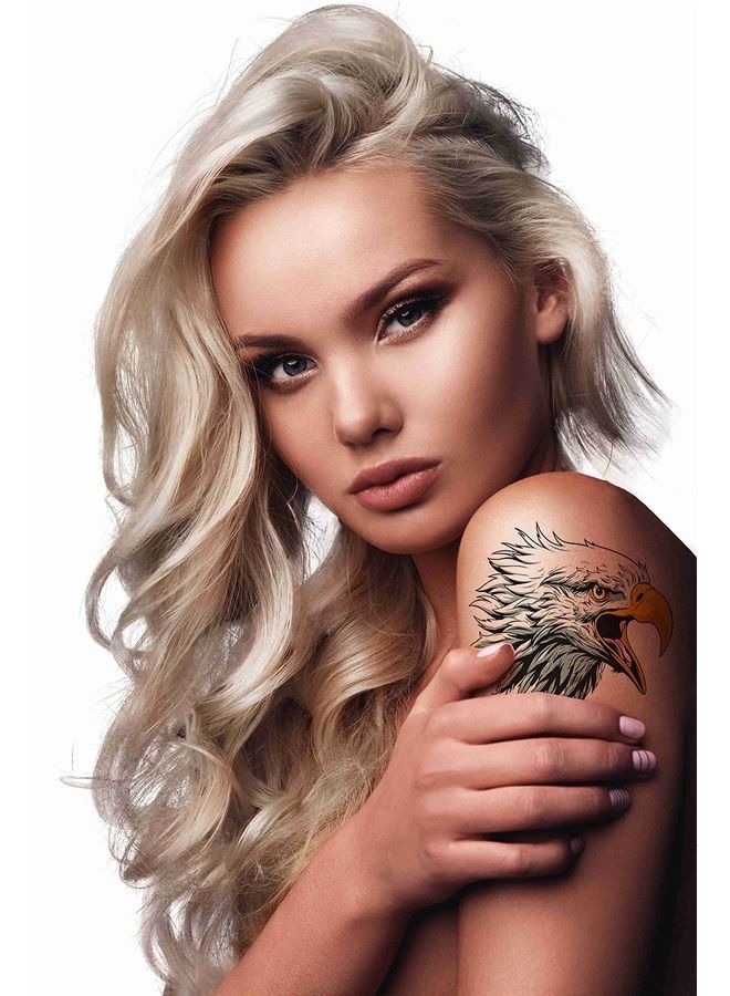 Dopetattoo 6 Sheets Temporary Tattoos Eagle Fake tattoos Neck Arm Chest for Women Men Adult - Image 1