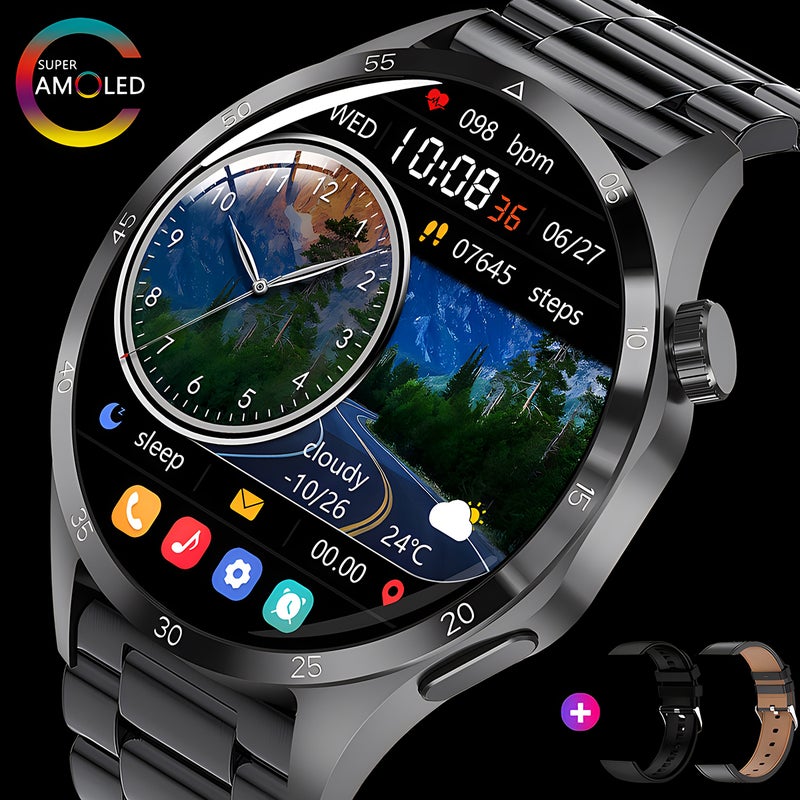 SACOSDING Smart watch GT4+ for men with altitude Barometer, Amoled screen, heart rate blood pressure sleep monitor, sports watch for Huawei iOS and Andriod WATCH4 - Image 1