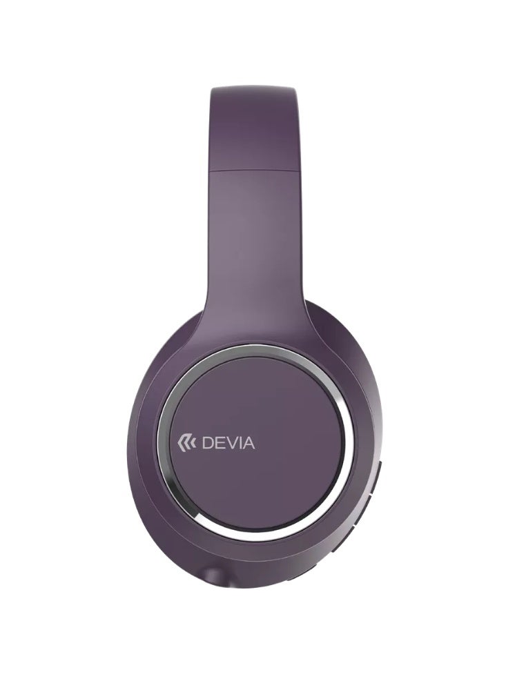 ديفيا سماعات رأس لاسلكية صوت عالي الدقة وقت تشغيل 24 ساعة،قابلة للطي،مريحة على الاذن مدى 10 امتار بنفسجي - Image 2