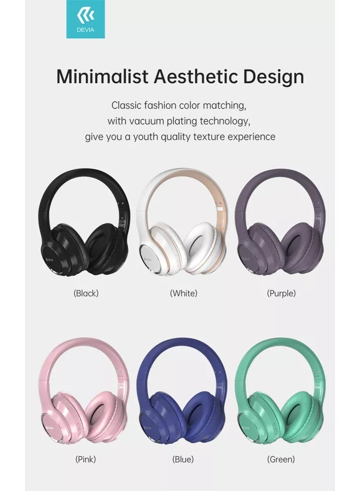 ديفيا سماعات رأس لاسلكية صوت عالي الدقة وقت تشغيل 24 ساعة،قابلة للطي،مريحة على الاذن مدى 10 امتار بنفسجي - Image 4